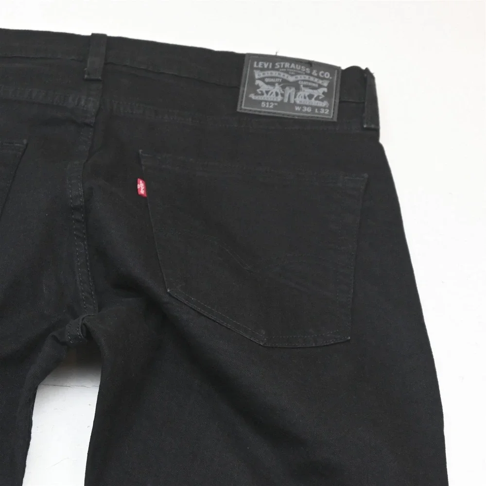 Levis 36x32 Black Stretch Denim 512 Slim Taper Mens Jeans